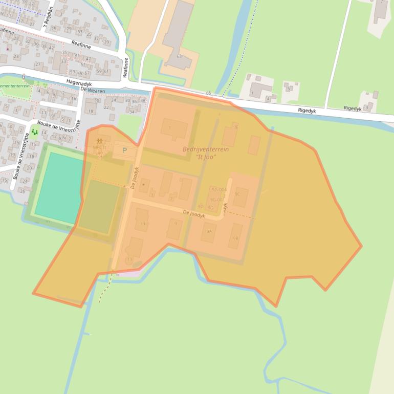 Kaart van postcodegebied 8614JK.
