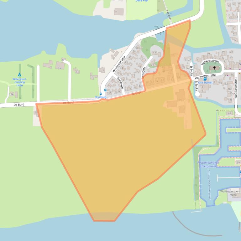 Kaart van postcodegebied 8621BE.