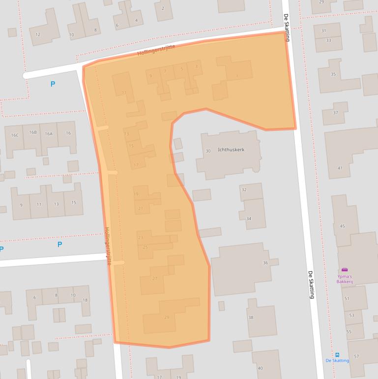 Kaart van postcodegebied 8621BZ.