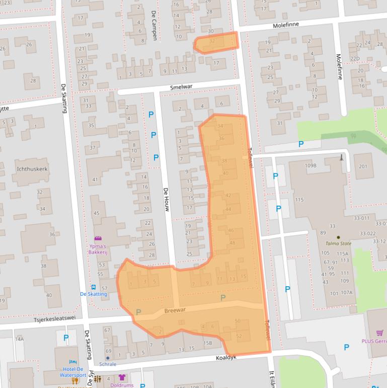 Kaart van postcodegebied 8621CM.