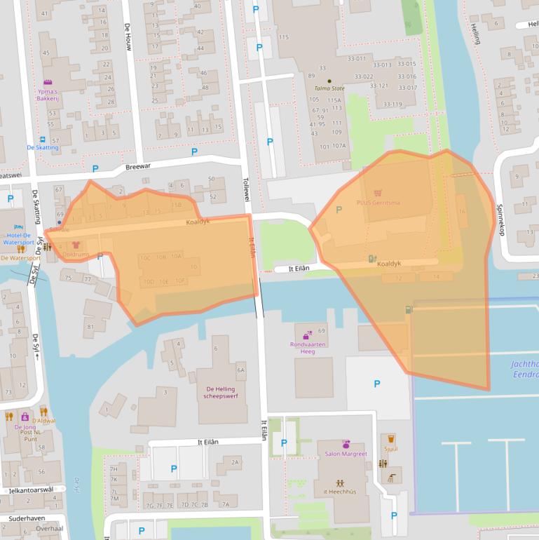 Kaart van postcodegebied 8621CN.