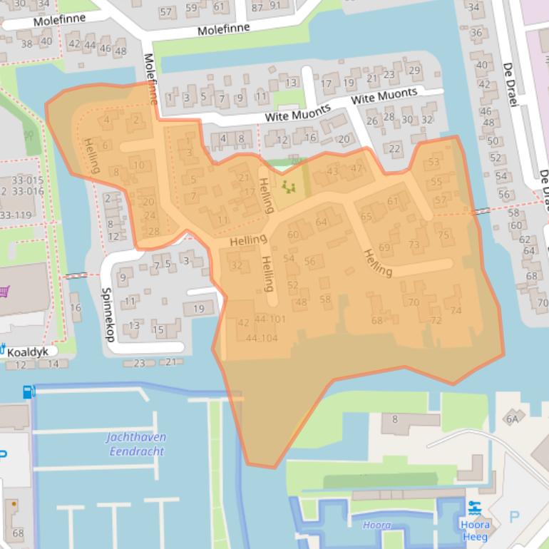 Kaart van postcodegebied 8621CP.