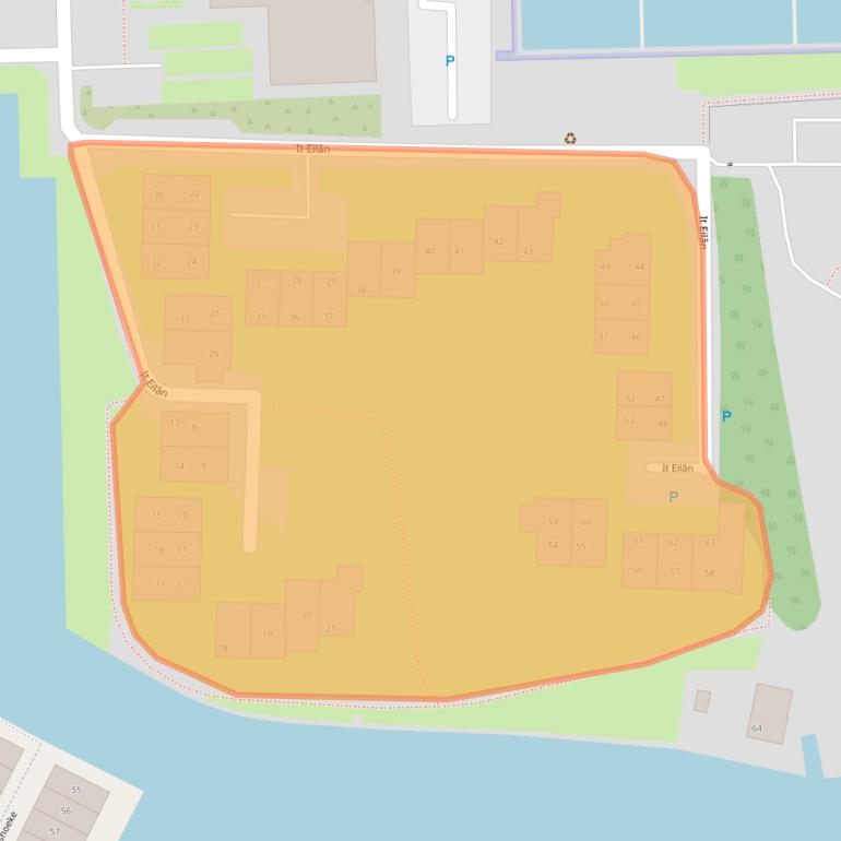 Kaart van postcodegebied 8621CS.