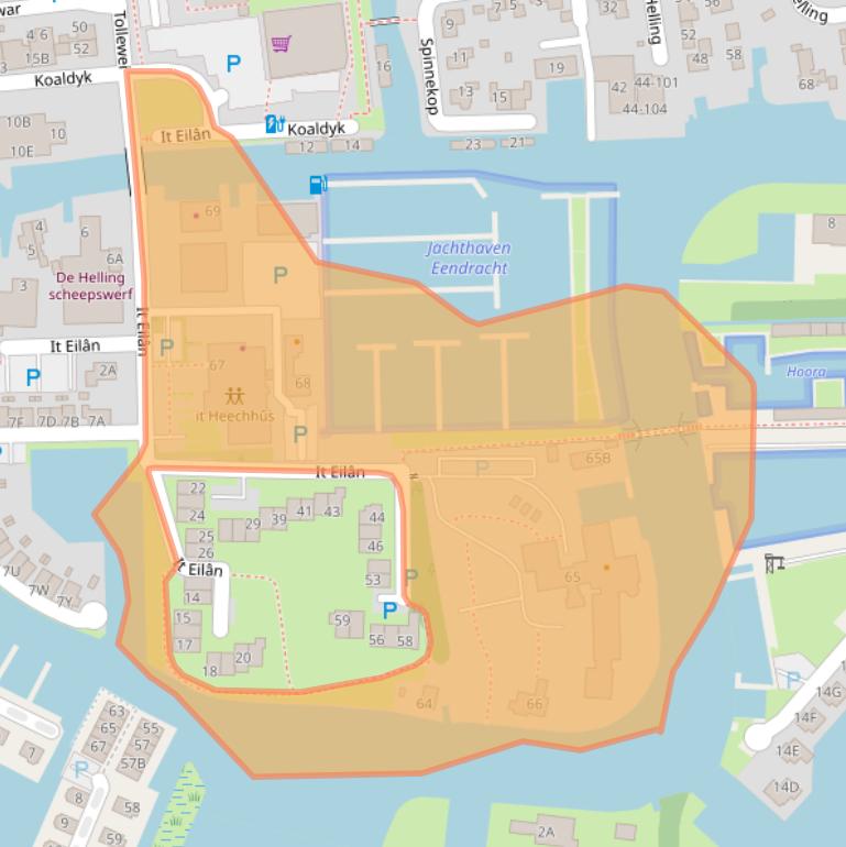 Kaart van postcodegebied 8621CT.