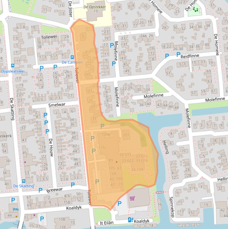 Kaart van postcodegebied 8621CX.
