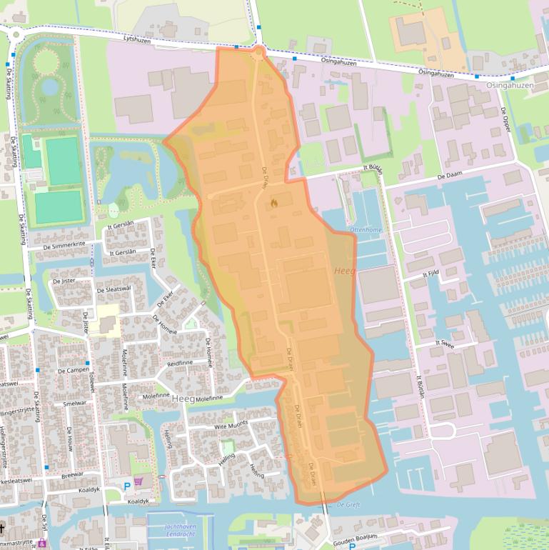 Kaart van postcodegebied 8621CZ.