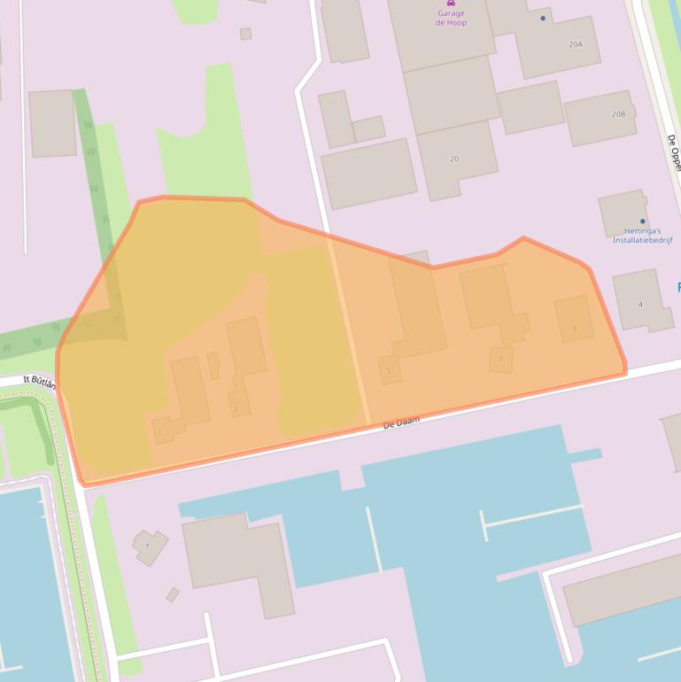 Kaart van postcodegebied 8621DX.