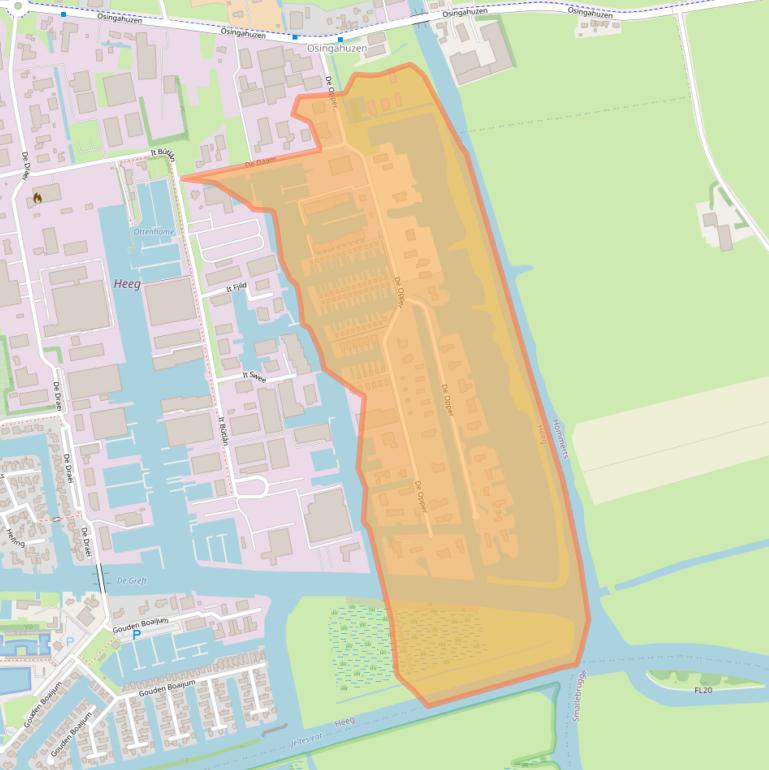 Kaart van postcodegebied 8621DZ.