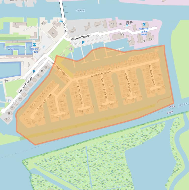 Kaart van postcodegebied 8621JW.