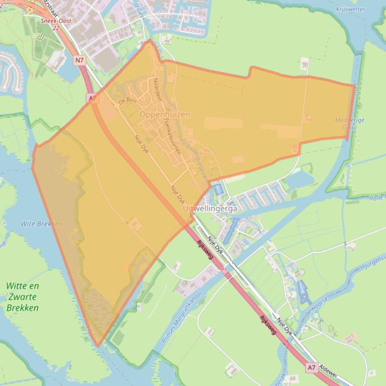 Kaart van postcodegebied 8625.