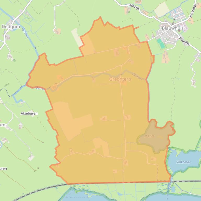 Kaartafbeelding, ingezoomd op postcodegebied 8658.