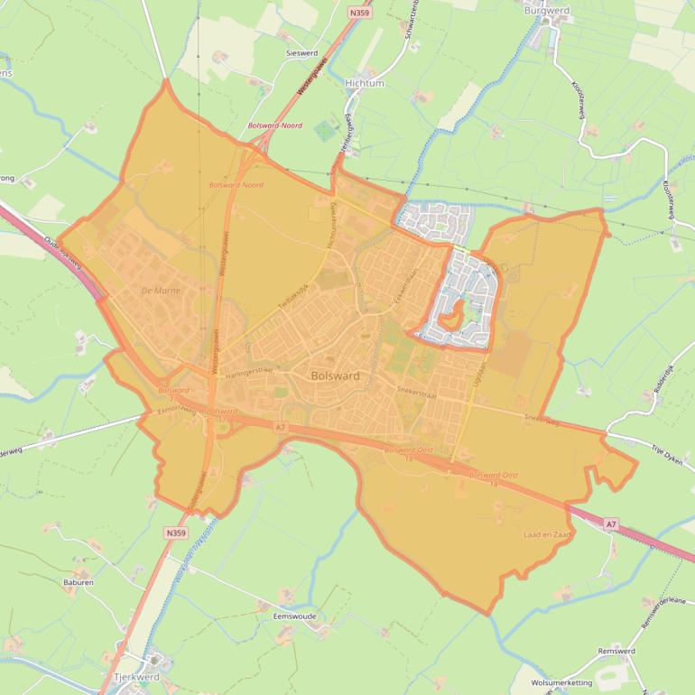 Kaart van postcodegebied 8701.