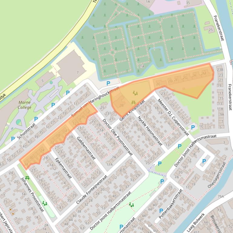 Kaart van postcodegebied 8701DZ.