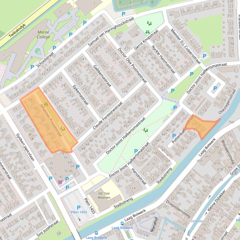 Kaart van postcodegebied 8701EB.