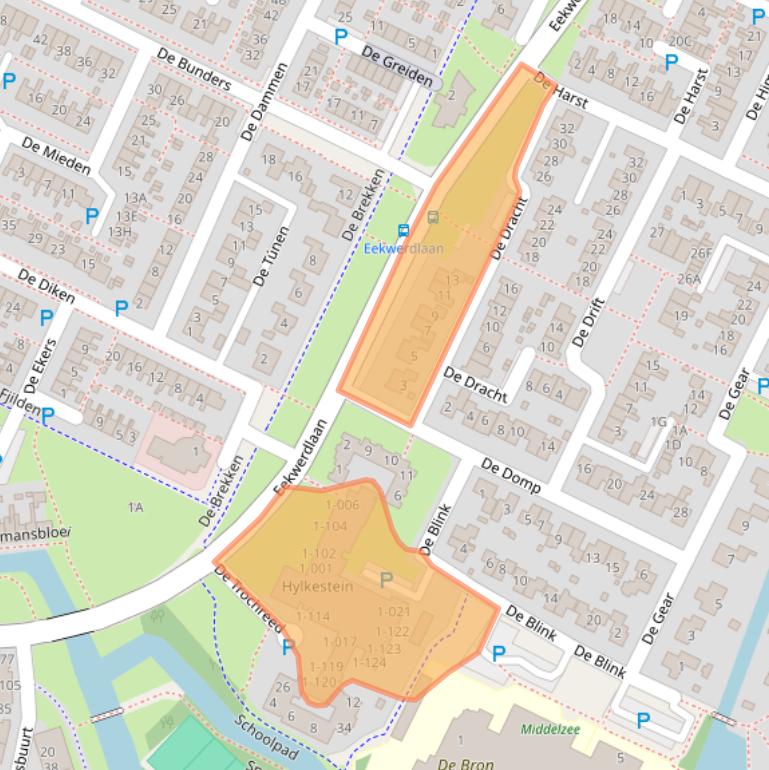 Kaart van postcodegebied 8701LT.