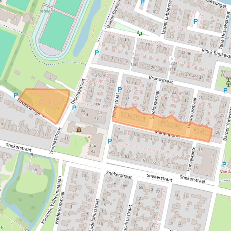 Kaart van postcodegebied 8701XZ.