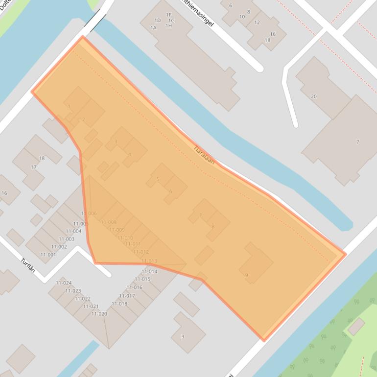 Kaart van postcodegebied 8711CA.