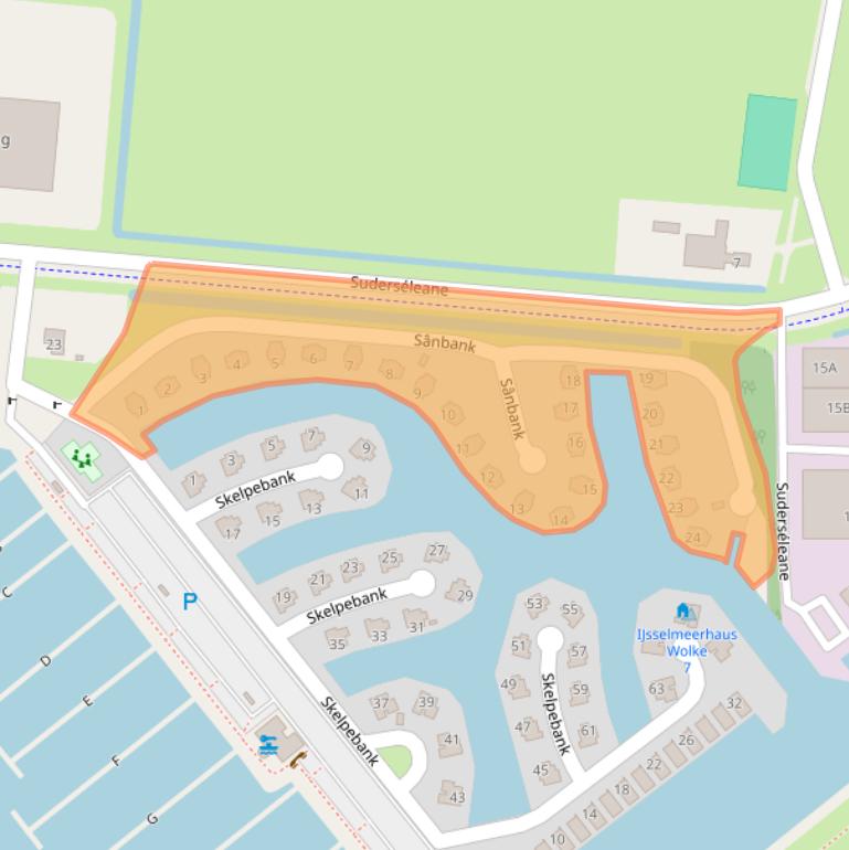 Kaart van postcodegebied 8711JJ.