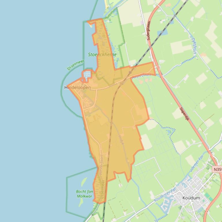 Kaart van postcodegebied 8713.