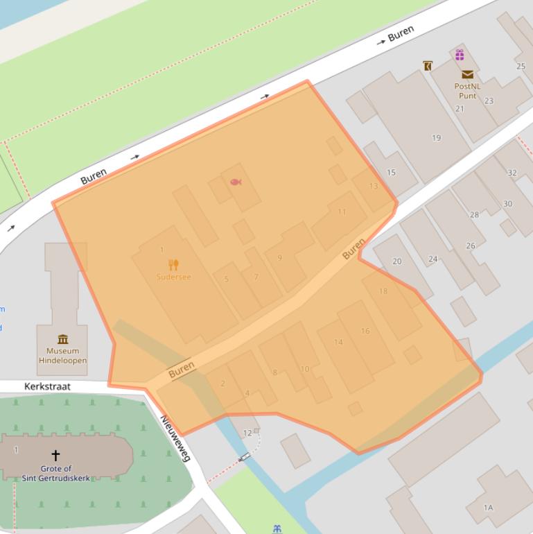 Kaart van postcodegebied 8713KA.