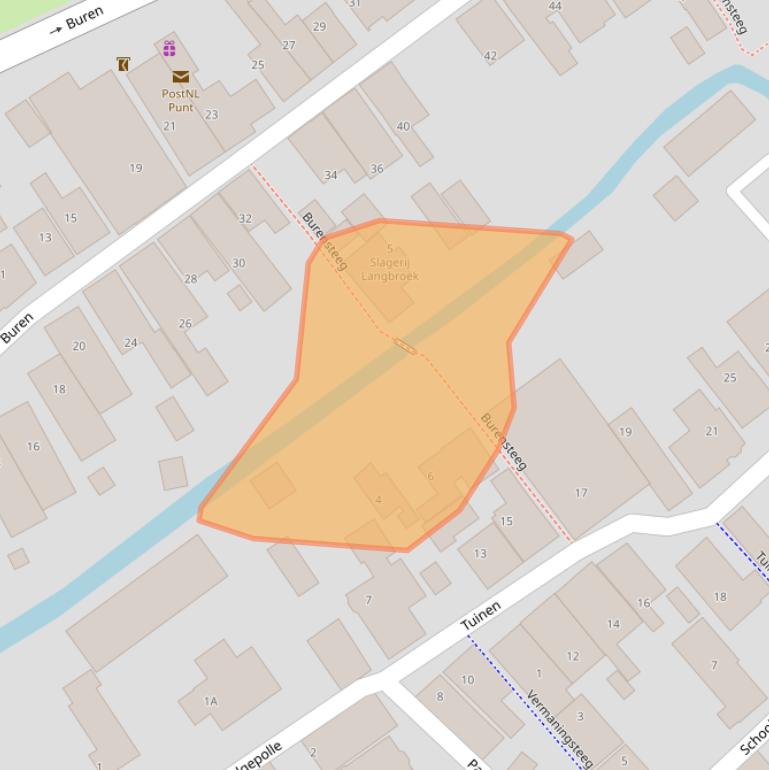 Kaart van postcodegebied 8713KL.