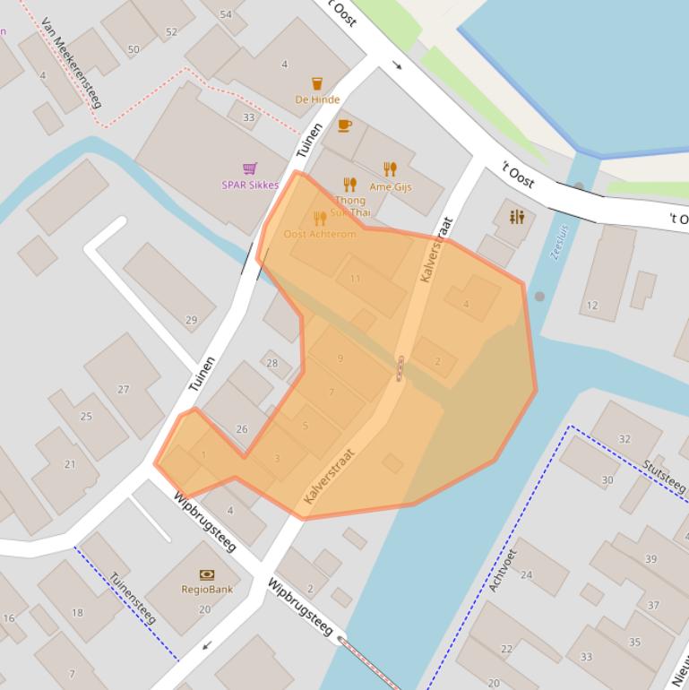 Kaart van postcodegebied 8713KV.
