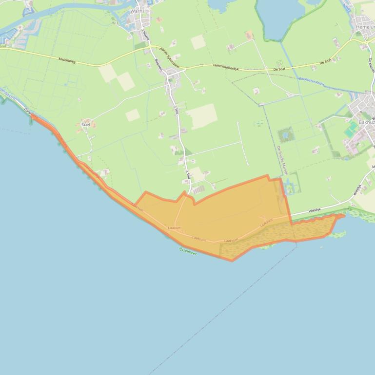 Kaart van postcodegebied 8721EW.
