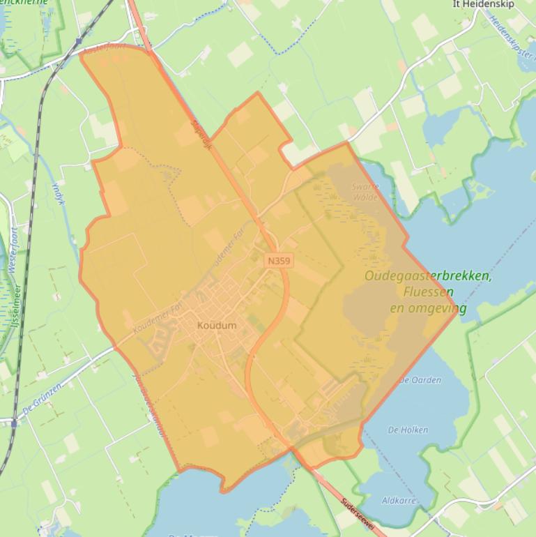 Kaart van postcodegebied 8723.