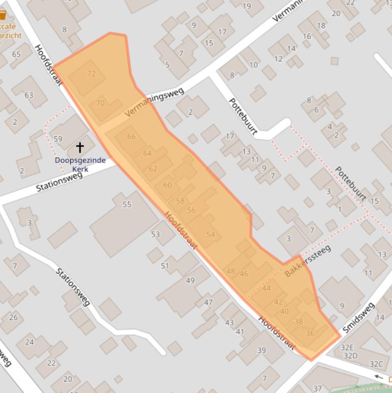 Kaart van postcodegebied 8723BJ.