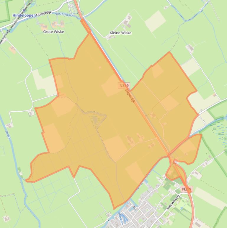 Kaart van postcodegebied 8723EE.