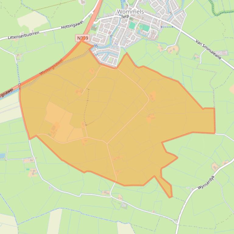 Kaart van postcodegebied 8731CK.