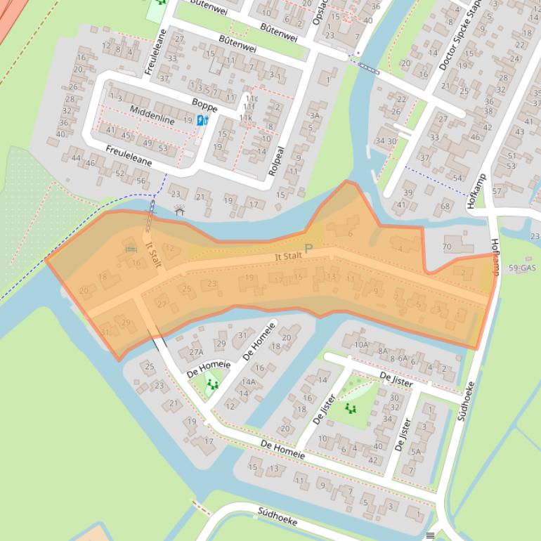 Kaart van postcodegebied 8731EA.