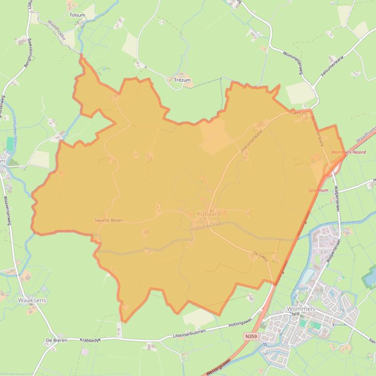 Kaartafbeelding, ingezoomd op postcodegebied 8732.