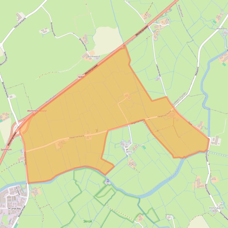 Kaart van postcodegebied 8733EM.