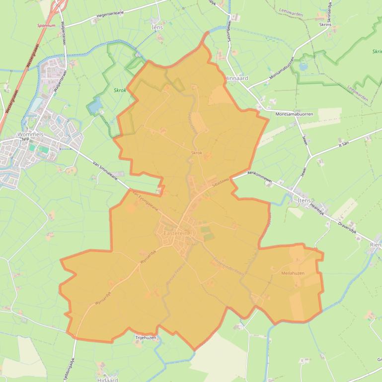 Kaart van postcodegebied 8734.