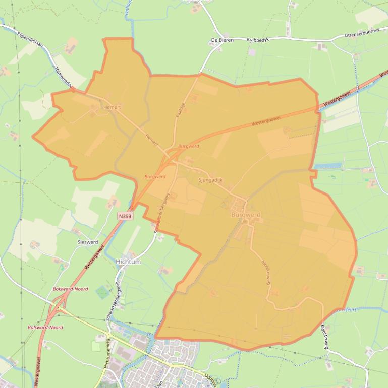 Kaart van postcodegebied 8742.