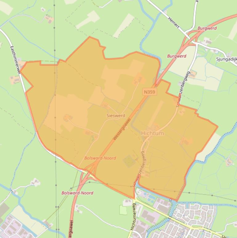 Kaart van postcodegebied 8743.