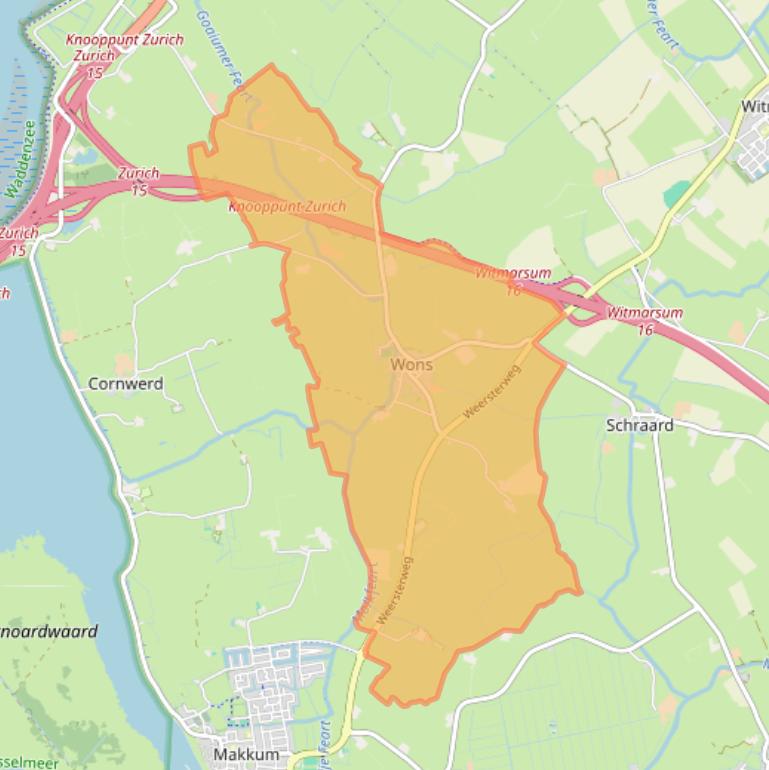 Kaartafbeelding, ingezoomd op postcodegebied 8747.