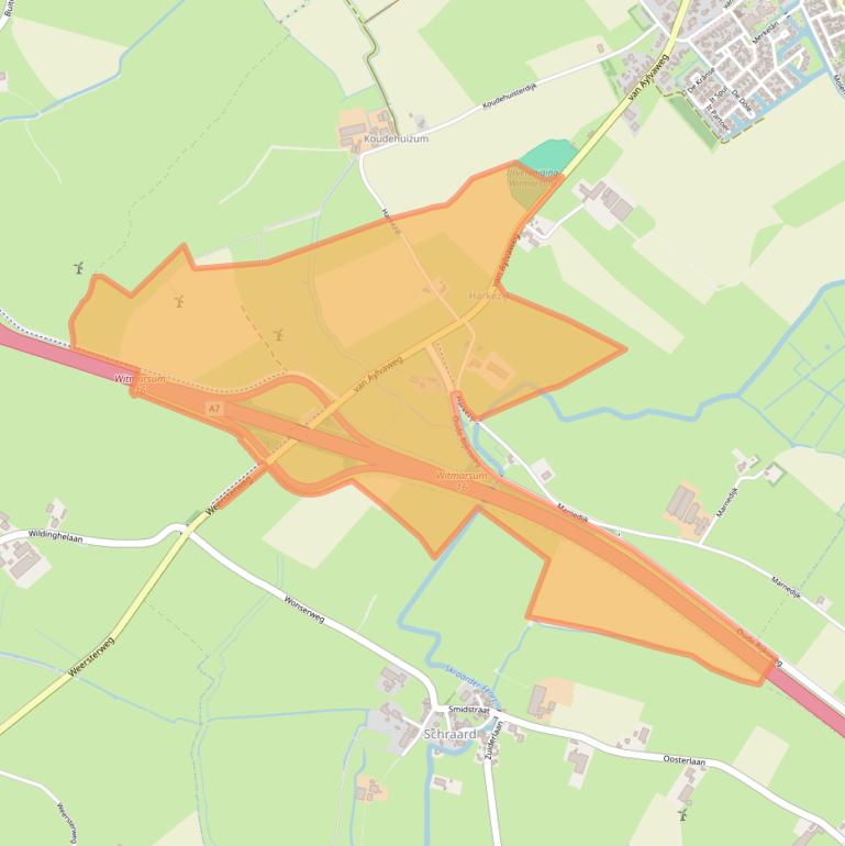 Kaart van postcodegebied 8748CS.