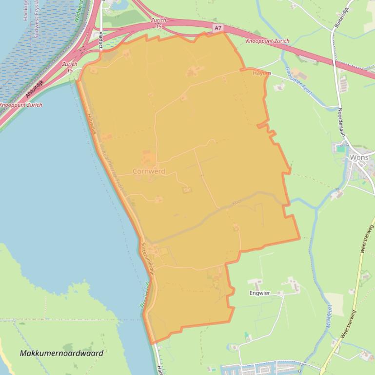 Kaart van postcodegebied 8753.