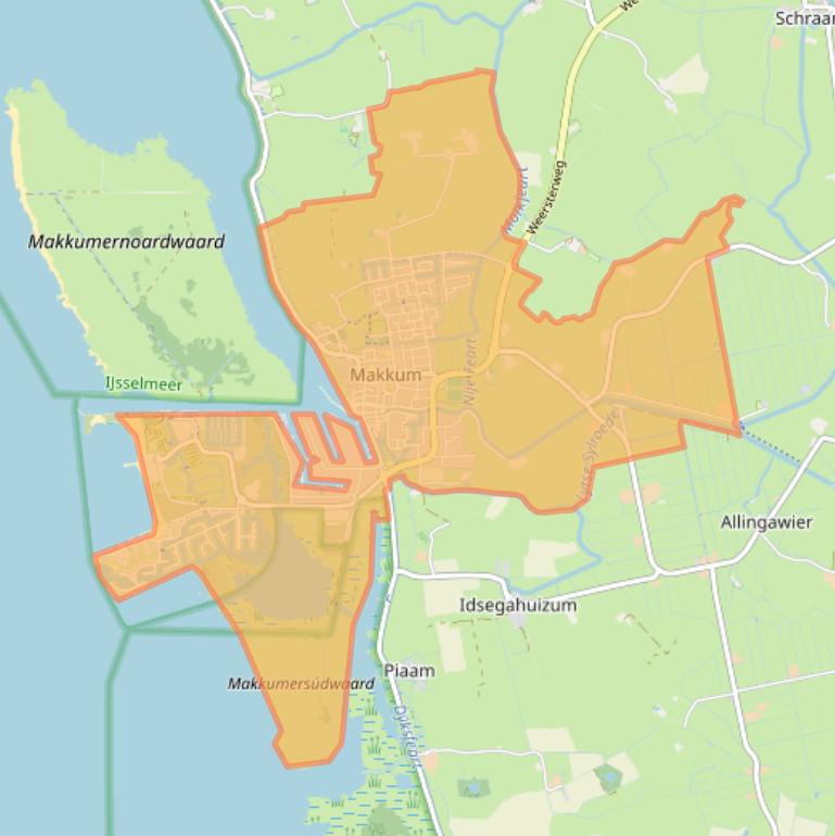 Kaart van postcodegebied 8754.