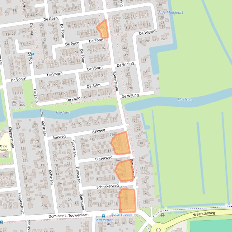 Kaart van postcodegebied 8754AA.