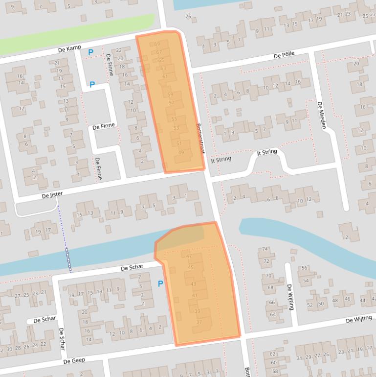 Kaart van postcodegebied 8754AB.