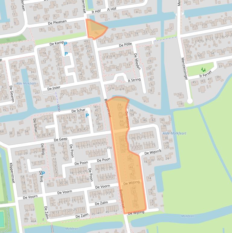 Kaart van postcodegebied 8754AD.