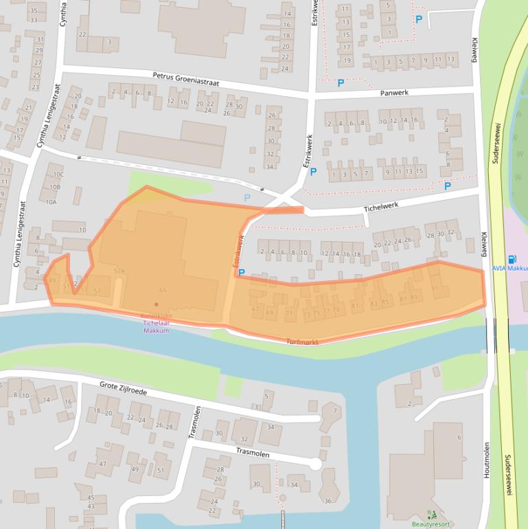 Kaart van postcodegebied 8754CJ.