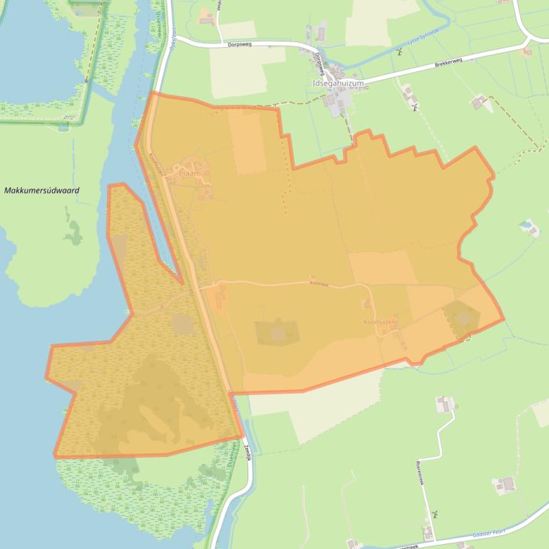 Kaart van postcodegebied 8756.