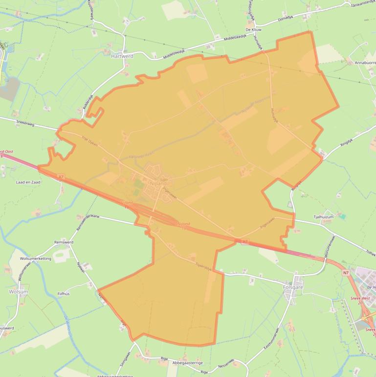 Kaart van postcodegebied 8771.