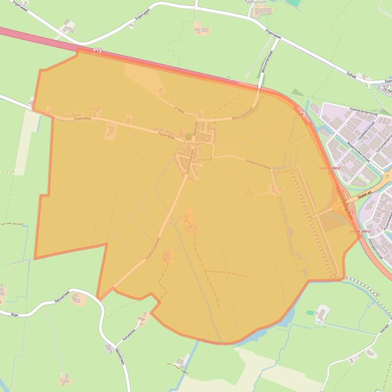 Kaartafbeelding, ingezoomd op postcodegebied 8773.