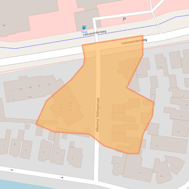 Kaart van postcodegebied 8801BA.