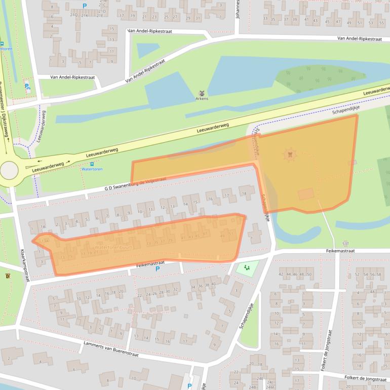 Kaart van postcodegebied 8801BL.